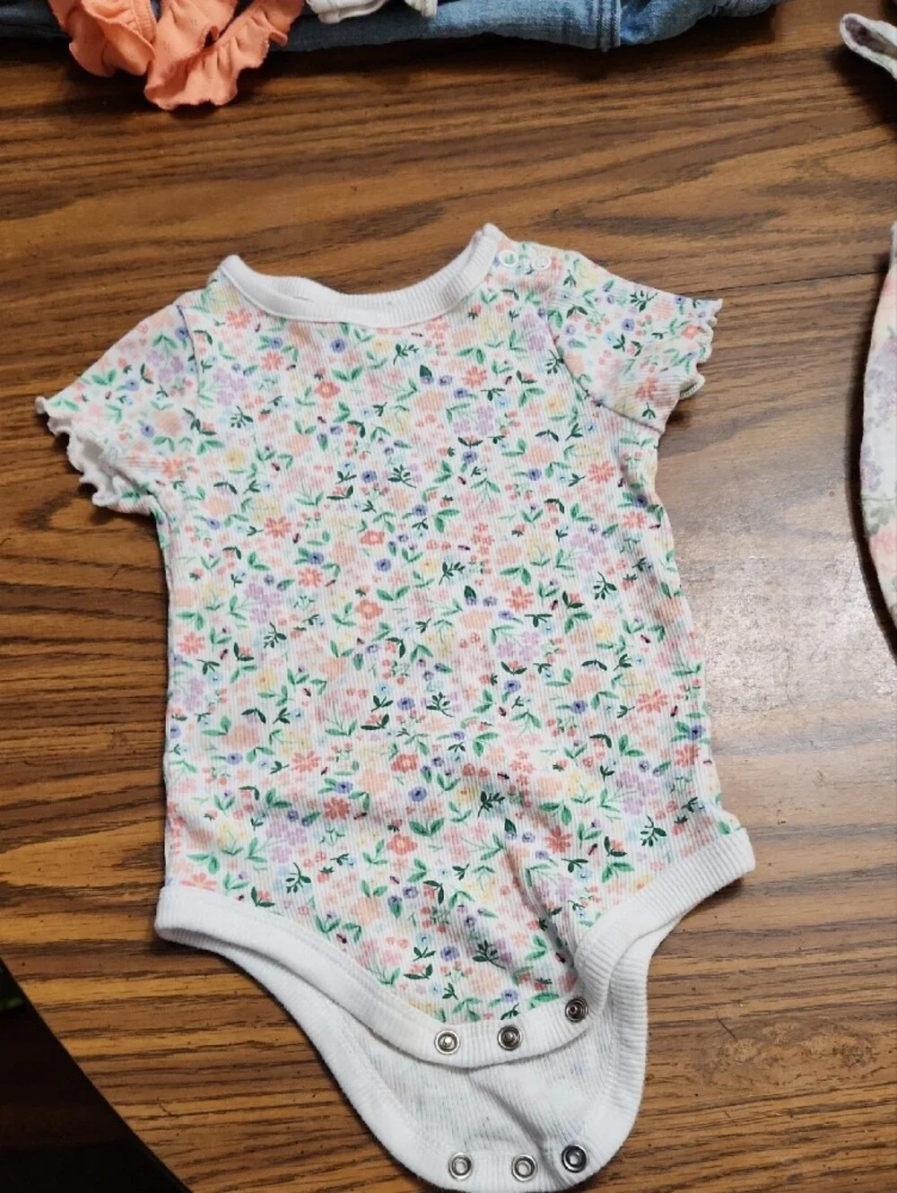 Shabby Chic Girls' Mixed Pink, Coral, Peach & Cream One-Piece Bodysuit Set